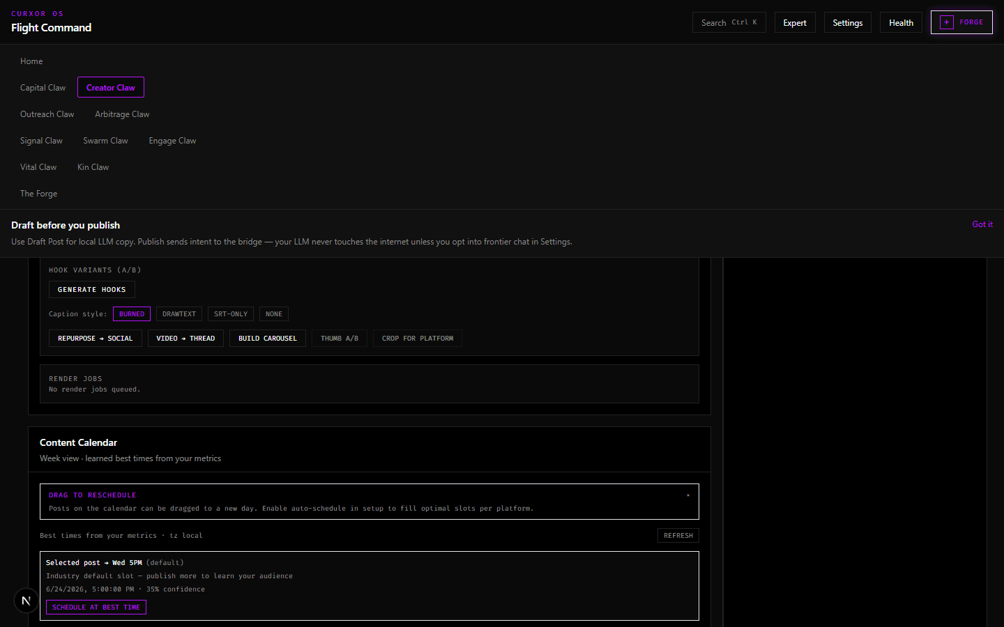 Content calendar
