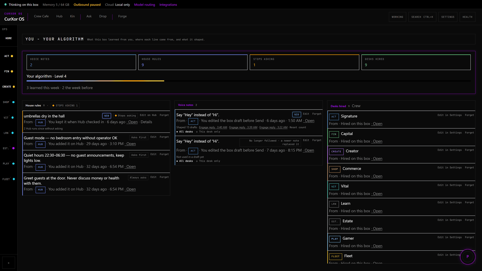 The algorithm, open on the desk, with the work in one view.